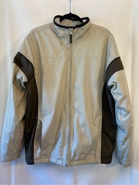 Vintage Ispo Men's Tan Fleece Lined Windbreaker Jacket SM  Retro Streetwear